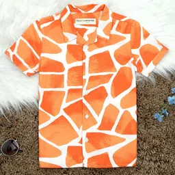 The Lion and the Fish Half Sleeves Zarafa Printed Shirt - Orange-picture-14