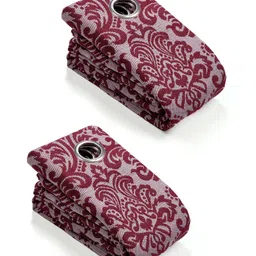 saral home Saral HomeRoyalty Cotton 100% Blackout Door Curtains 2pc, Maroon.-picture-13