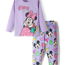 Babyoye Disney Single Jersey Knit Full Sleeves Night Suit with Minnie & Friends Graphics - Lavender-picture-34