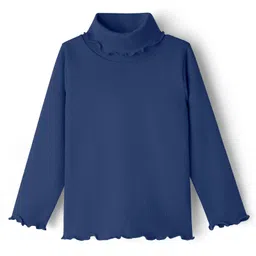 kookie kids india Kookie Kids Cotton Knit Full Sleeves Solid Color Turtle Neck T-Shirt - Navy Blue-picture-26
