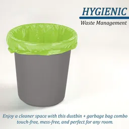 HOMESTIC Grey Dustbin & Garbage Bag With 2 Roll 10L image 3