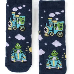 Cute WAlk by Babyhug Anti Bacterial Ankle Length Socks Striped & Dino Design Pack of 3 - Multicolor image 2