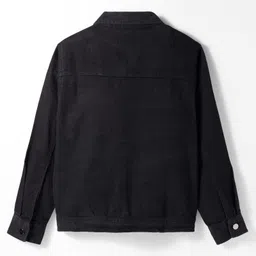 kookie kids india Kookie Kids Cotton Woven Full Sleeves Solid Denim Jacket - Black image 2