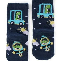 Cute WAlk by Babyhug Anti Bacterial Ankle Length Socks Striped & Dino Design Pack of 3 - Multicolor image 3