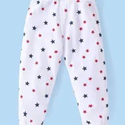 Babyhug Cotton Knit Full Length Lounge Pants Star & Text Print with Bow Detailing Pack of 3 - Multicolour image 3