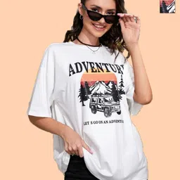 Dreambe Women Typography 2 Printed V-Neck Applique T-shirt-image-73