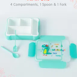 fab n funky Dino Themed BPA free Bento Lunch Box - Green image 4