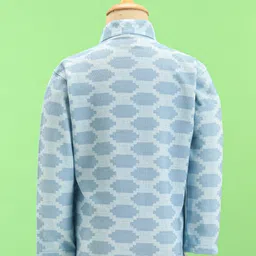 Rikidoos Full Sleeves Geometric Printed Jacket & Tee Set - Light Blue image 5