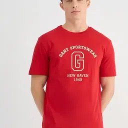 GANT Men Typography Printed Red Round Neck Cotton T-shirt-picture-37