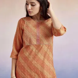 Jaipur Kurti Orange Printed Straight Kurta image 5