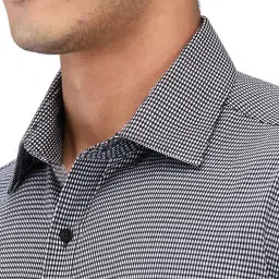Raymond Black Cotton Slim Fit Self Pattern Shirt image 5
