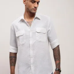 showoffff Showoff White Cotton Slim Fit Self Pattern Shirt-picture-25