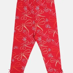 MINIKLUB Girls Red & Plum Cotton Printed Full Sleeves Legging image 5