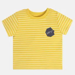 MINIKLUB Boys Yellow & Cream Printed T-Shirt (Pack Of 2) image 3
