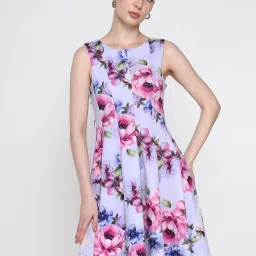 Cover Story Lilac Polyester Floral Regular Fit Shift Dress image 5