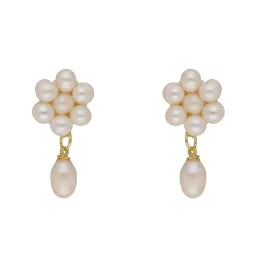 Sri Jagdamba Pearls Abarna White Pearl & Golden Beads Choker Necklace Set image 5