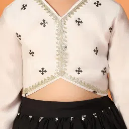 Fashion Dream Kids Black Embroidered Lehenga Choli With Dupatta Set image 5