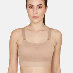 Zelocity by Zivame Beige Non-Wired Non-padded Sports Bra image 1