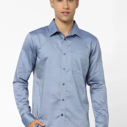 celio Celio* Light Blue Cotton Regular Fit Shirts-picture-18