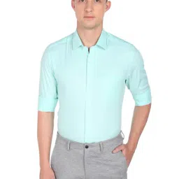 Arrow Mint Cotton Slim Fit Checks Shirt-image-6