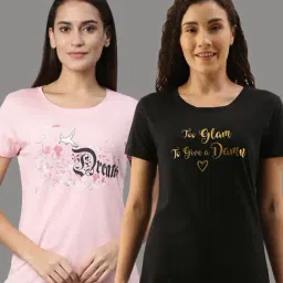 Kryptic Black & Pink Printed Cotton T-Shirt - Pack of 2-picture-12