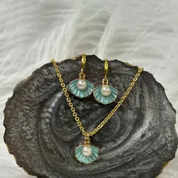 BDIVA Gold-Plated Sea Breeze Elegance Aqua Beaded Jewellery Set image 3