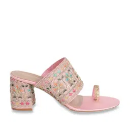 Scentra Women's Mira Floral Pink Toe Ring Sandals-picture-0
