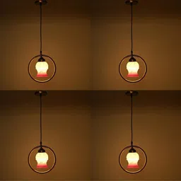 1ST TIME White & Pink 4 Pieces Printed Bell Ceiling Lamp-picture-11