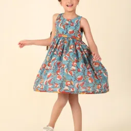 Fabindia Kids Blue Printed Dress image 5