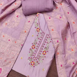 DIVASTRI Floral Embroidered Sequinned Unstitched Dress Material-picture-37