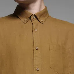 Jack & Jones Brown Linen Regular Fit Texture Shirts image 5
