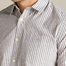 Dockers Grey Cotton Straight Fit Striped Shirt image 5