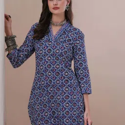Fashor Blue Cotton Embroidered Straight Kurta image 5