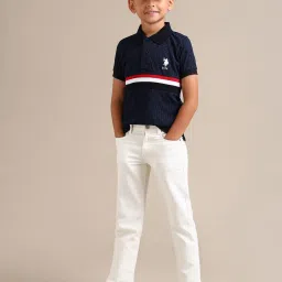 u.s. polo assn. US Polo Kids Boys Navy Cotton Striped T-Shirt image 5