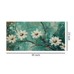 999Store Teal & White Canvas Blooming Flowers Painting image 5