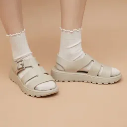 Ginger by Lifestyle Women's Cream Ankle Strap Sandals-picture-33