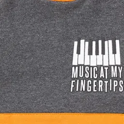 Ed-a-Mamma Kids Grey & Orange Cotton Color Block Full Sleeves Hoodie image 3