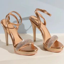 Inc.5 Women's Rose Gold Ankle Strap Stilettos-picture-11