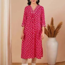 Fashor Pink Printed Straight Kurta-picture-35