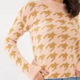 Zink London Pink Self Design Sweater image 4