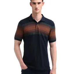 Arrow Sport Navy Cotton Regular Fit Striped Polo T-Shirt-picture-20