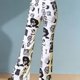 Stylecast X Hersheinbox Women Printed Flared High-Rise Trousers image 3
