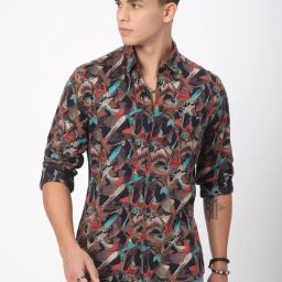 VASTRADO Core Fashion Black Regular Fit Printed Shirt-picture-3