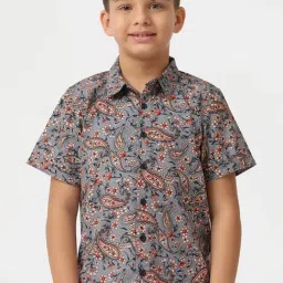 Kate & Oscar Kids Grey Cotton Printed Shirt-picture-37