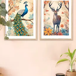 Kotart Brown Wood 2 Pieces Abstract Wall Paintings image 2