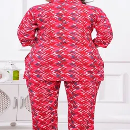 Queens Closet Printed Pure Cotton Shirt Collar Neck Top With Trousers Co-Ords image 5