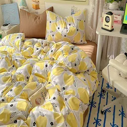 JC HOME Brown & Yellow 4 Pieces Quirky Printed AC Room Double King Bedding Set image 3