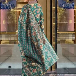 Quelea Women Floral Printed Regular Mirror Work Pure Cotton Kurta with Trousers & With Dupatta image 3