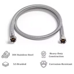 Luv Bath Connection Pipe 18 Inch (45 cm) Anti-Burst Stainless Steel Silver image 2