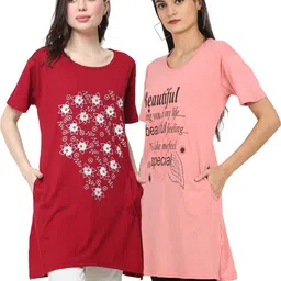 DDASPRATION Women Floral 2 Printed Pockets T-shirt-picture-18